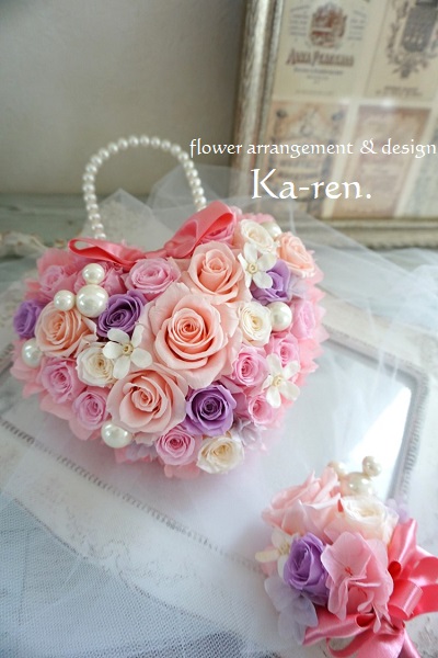 ウェディングブーケ（ハートのバッグブーケ） | flower arrangement