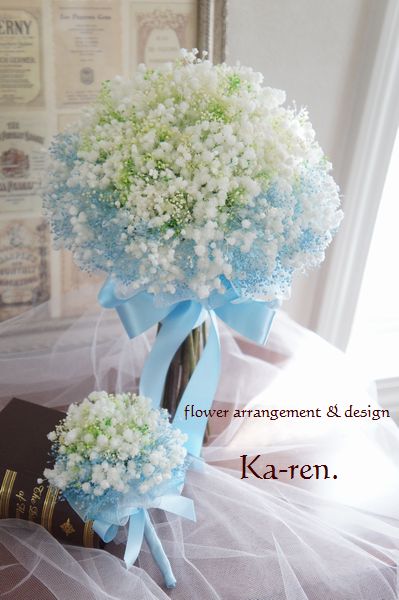 ウェディングブーケ かすみ草のクラッチブーケ Flower Arrangement Design Ka Ren